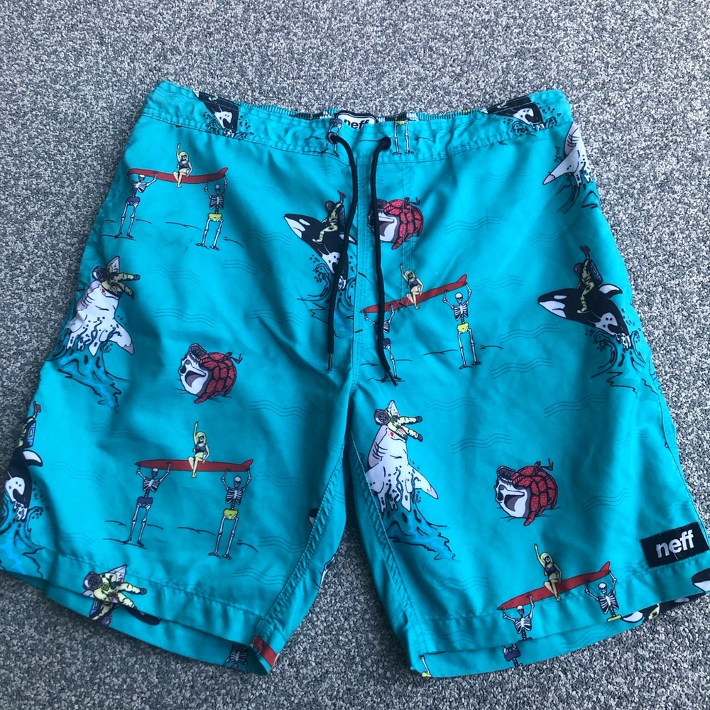 Neff Teal Graphic Swim Shorts